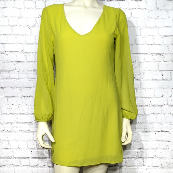 Sage Chartreuse Yellow Green Dress Small - Picture 1 of 5